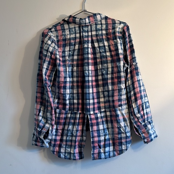 Tie-dye plaid flannel Anthropologie shirt - Picture 4 of 14
